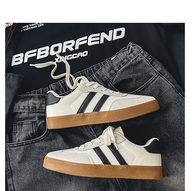 Men's Casual Retro German Training Shoes Lace-up Lightweight Comfortable Sports Flat Shoes Men Skateboard Running Shoes