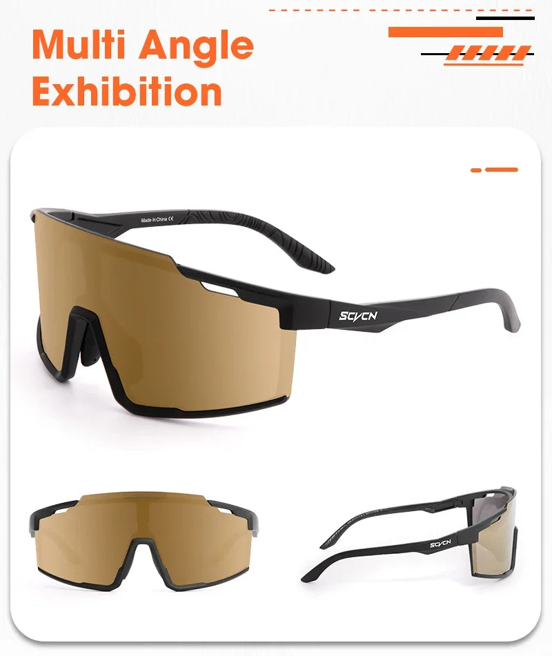 SCVCN-Fashion Sunglasses Cycling Glasses Sports for Men Driving Sun Mountain Bike Road Bicycle Eyewear Goggles MTB UV400