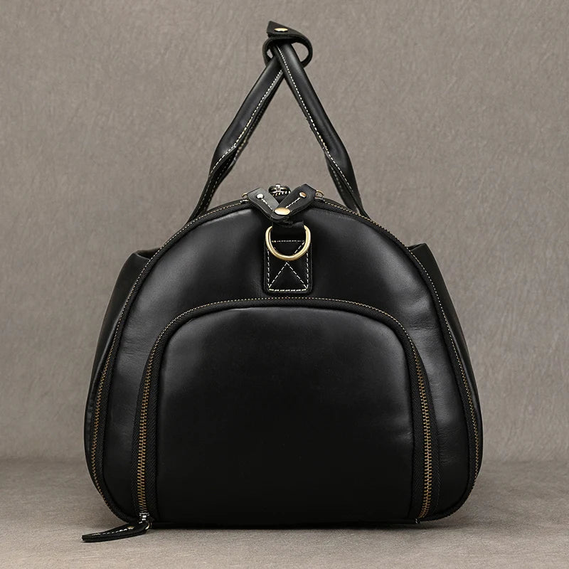 Crazy Horse Leather Folding Suit Bag Man Business Travel Bag With Shoe Pocket Clothes Cover Luggage Duffel Bag Man Bag For Suits