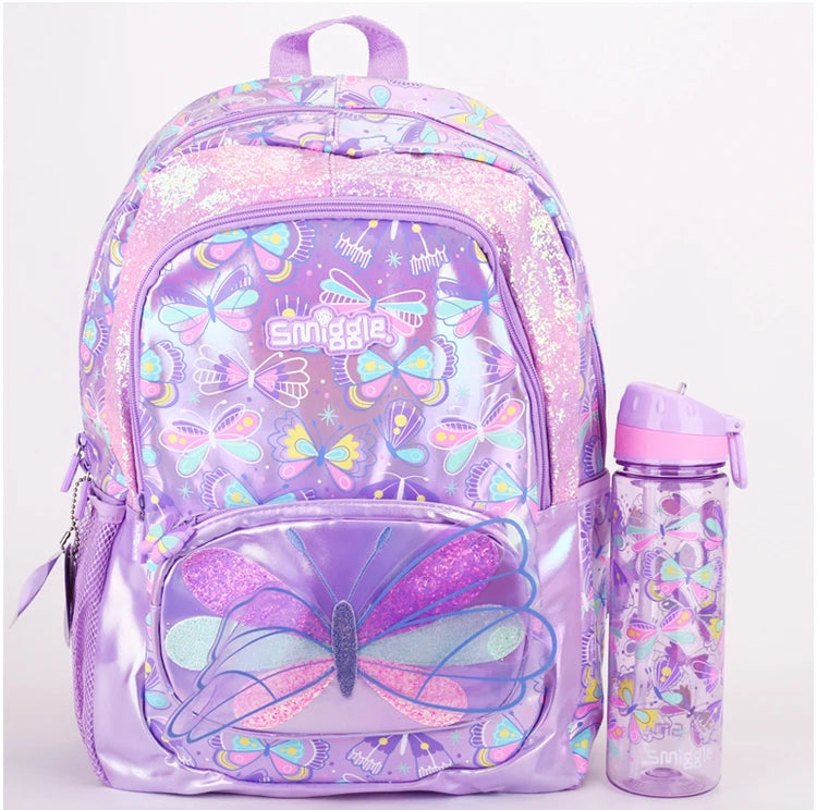 Smiggle Children School Supplies Butterfly Series School Bag Pencil Box Lunch Bag Water Cup Anime Backpack Student Gift