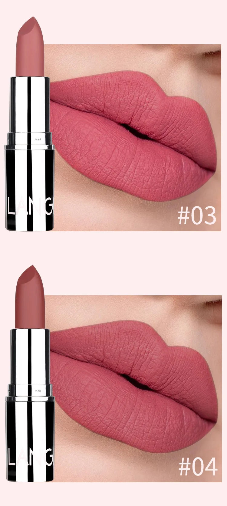 Langmani Silver Tube Matte Lipstick Non Staying Cup Makeup Lipstick 8 colors available