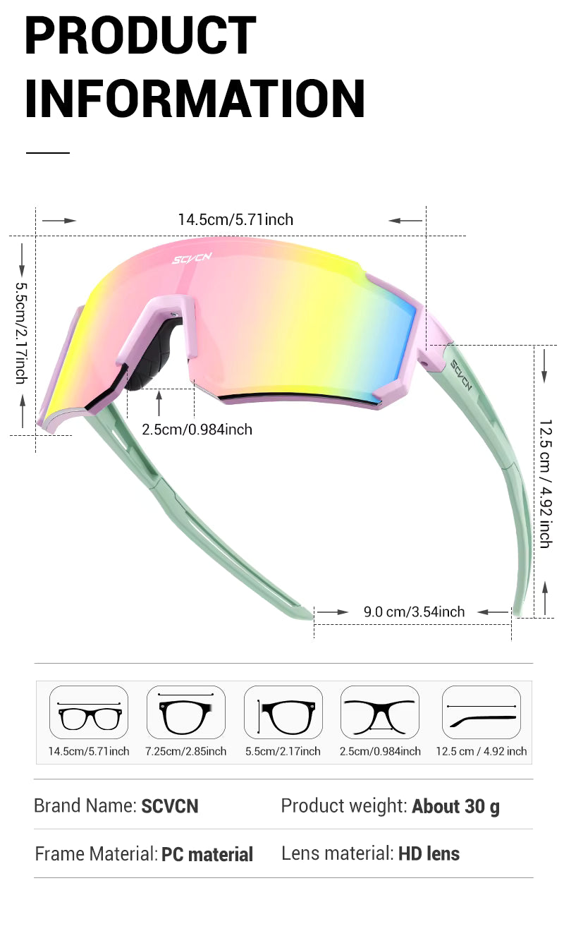SCVCN Outdoor Bike Cycling Sunglasses Men MTB Road Driving Glasses Sports Women Hiking Bicycle Cycling Glasses UV400 Goggles New
