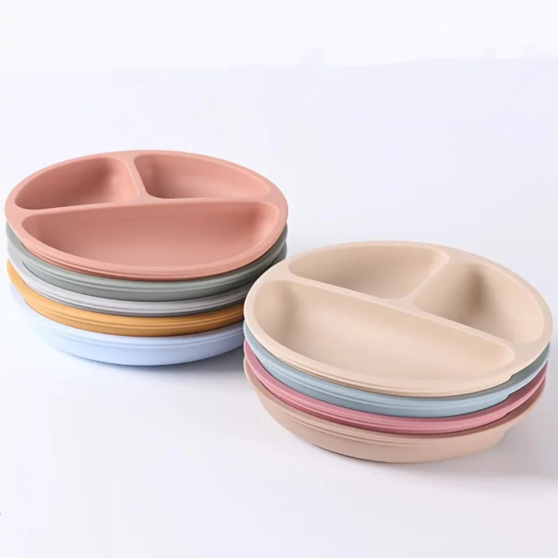 Silicone Tableware Children's Dinner Plate Divided Dinner Plate Auxiliary Training Tableware Set Snack Bowl