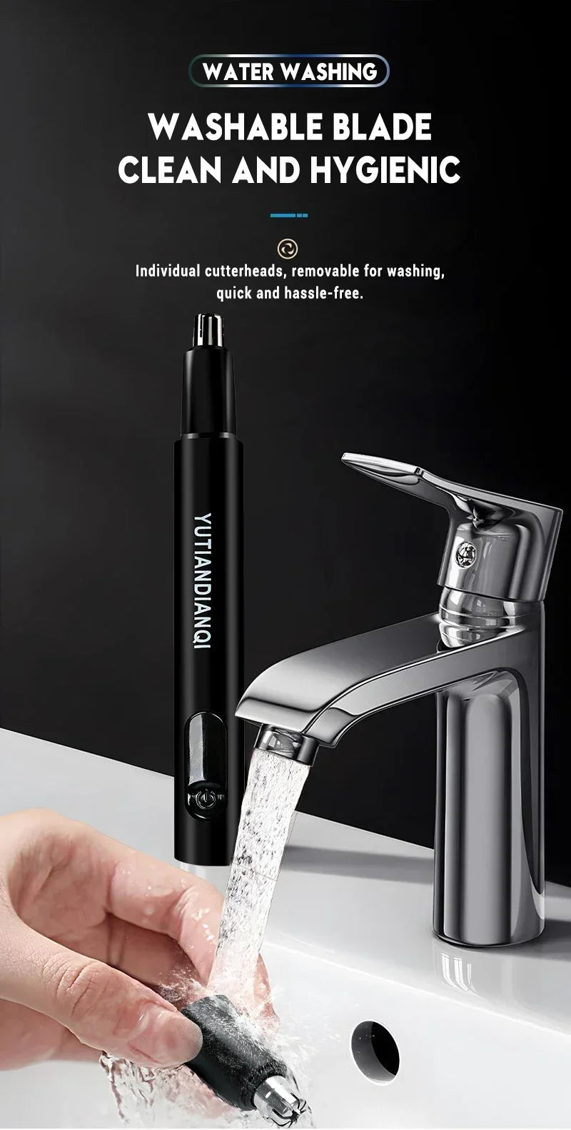2-in-1 Electric Portable Ear & Nose Hair Trimmer Clipper – Professional Painless Grooming Tool for Men
