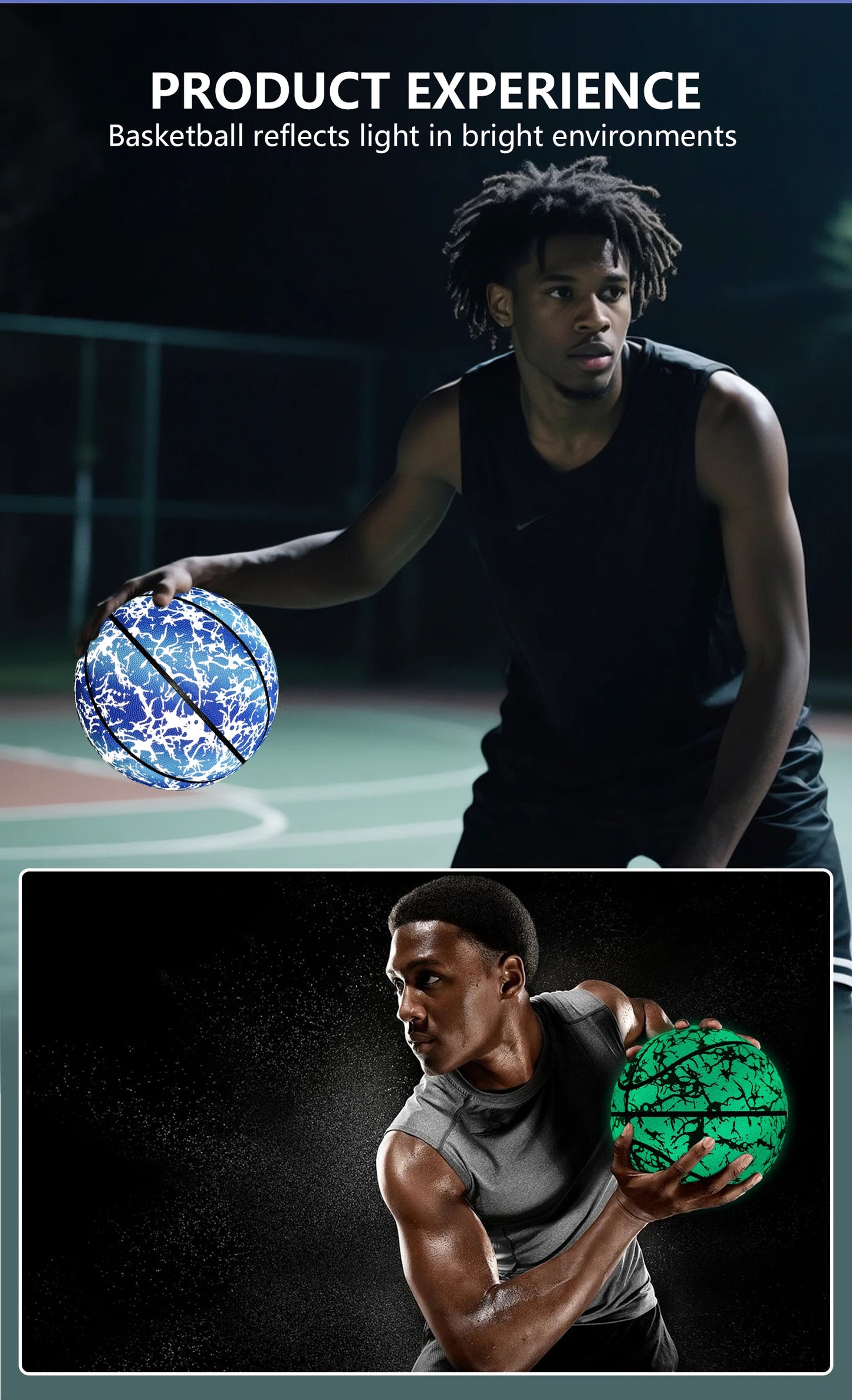 Night Use Composite Leather Luminous Size 5 6 7 Basketball For Boys&Girls-Night Ball Game,Glow In The Dark,In&Outdoor Training