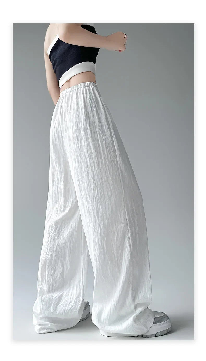 Ice Silk Wide Leg Pants Women Summer Thin Loose Casual Sun Protection Straight Leg Yamamoto Pants Lazy Dragging Pants