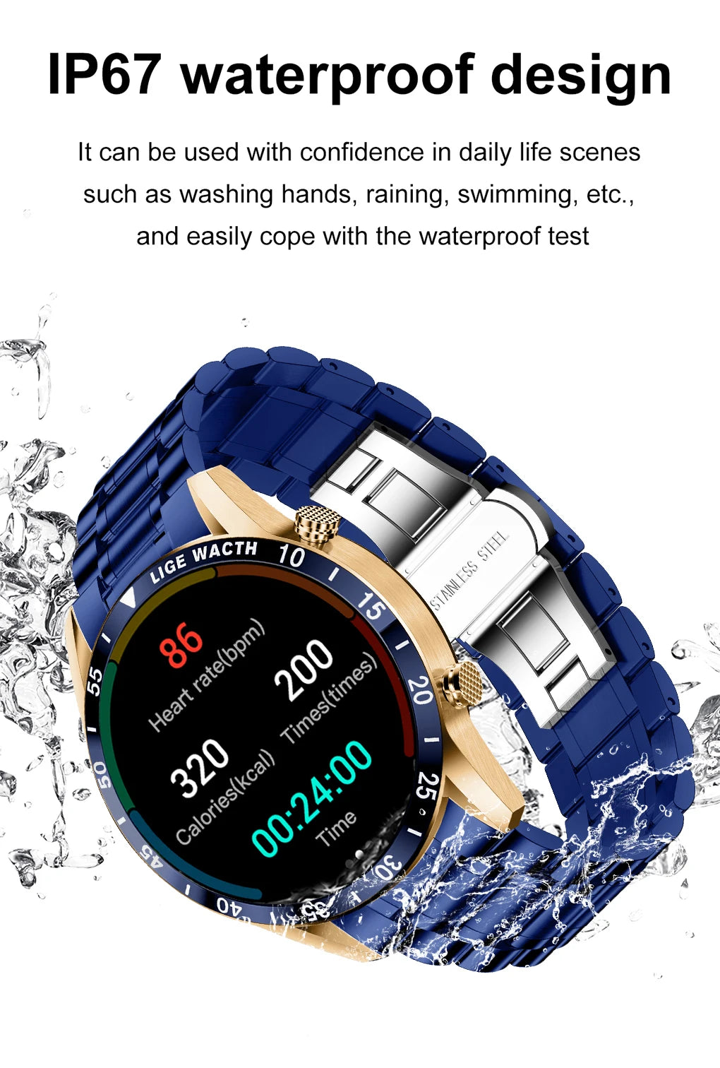 LIGE Original Smart Watch Men 1.39” HD Screen Bluetooth Call Men's Bracelet Heart Rate Blood Pressure Monitor Sports Smartwatch