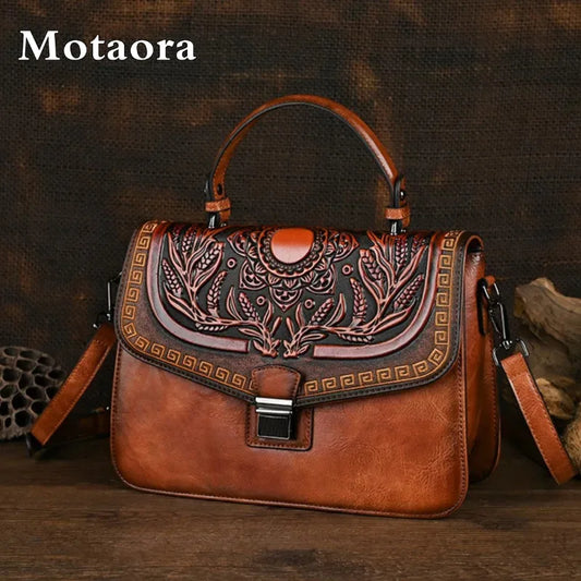 MOTAORA Handmade Vintage Women's Genuine Leather Handbag 7 Colors Shoulder Bag Crossbody Purse 2025 Collection Luxury Gift