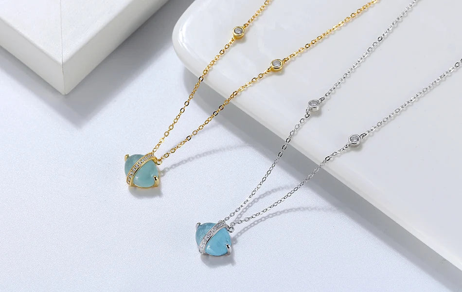 ORSA JEWELS 925 Sterling Silver Natural Aquamarine Earrings Necklace Ring Set 14K Gold Plated for Women Jewelry Sets Gift SSGM04