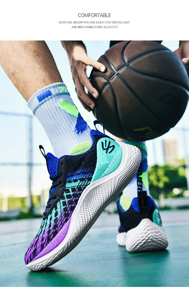Summer New Men's Casual Shoes Breathable Comfortable Running Large Size Basketball Shoes Fashionable Versatile Couple Shoes