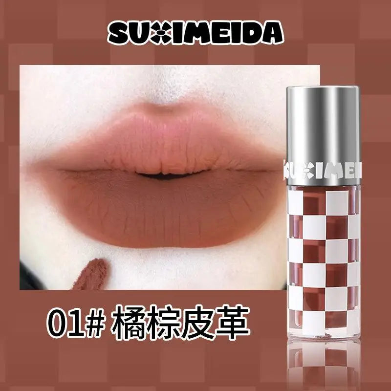 Punk Dark Red Lip Gloss Waterproof Lasting Matte Lipstick Smoky Nude Purple Matte Lipstick Natural Chocolates Lip Tint Makeup