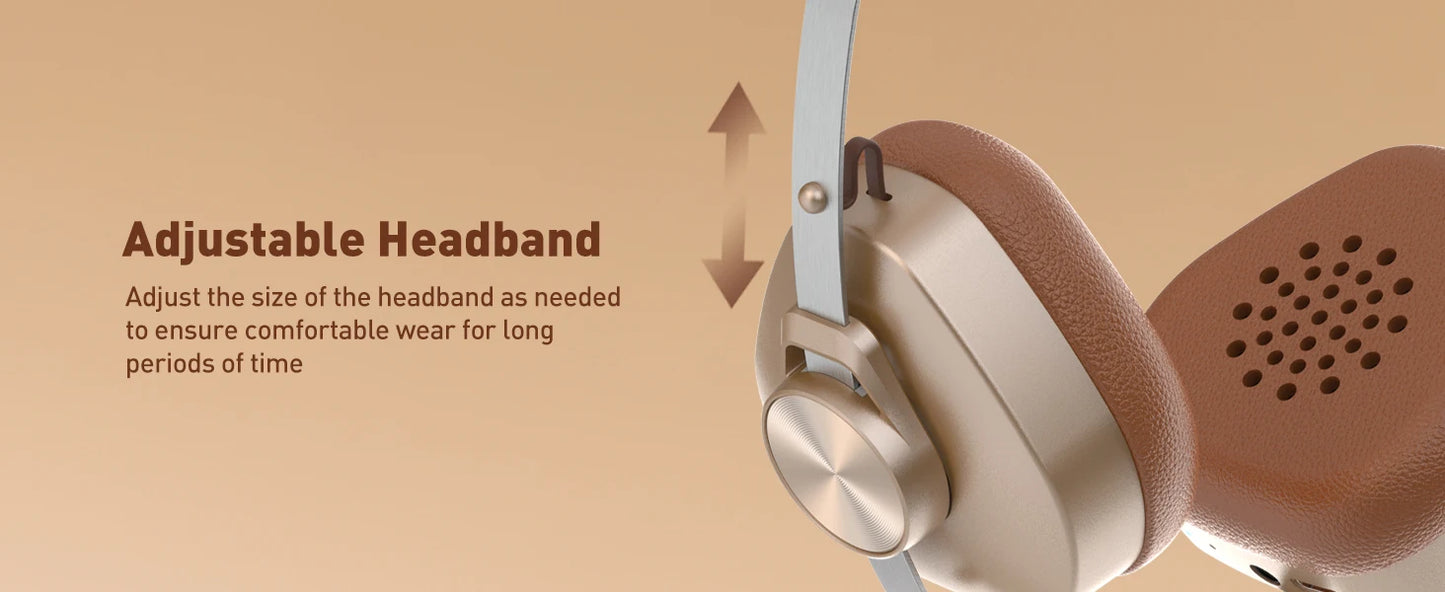 Oneodio F4 Retro Wireless Bluetooth Headphones Hi-Res Audio On Ear Bluetooth 5.4 Headset With Microphone Metal HiFi Headphones