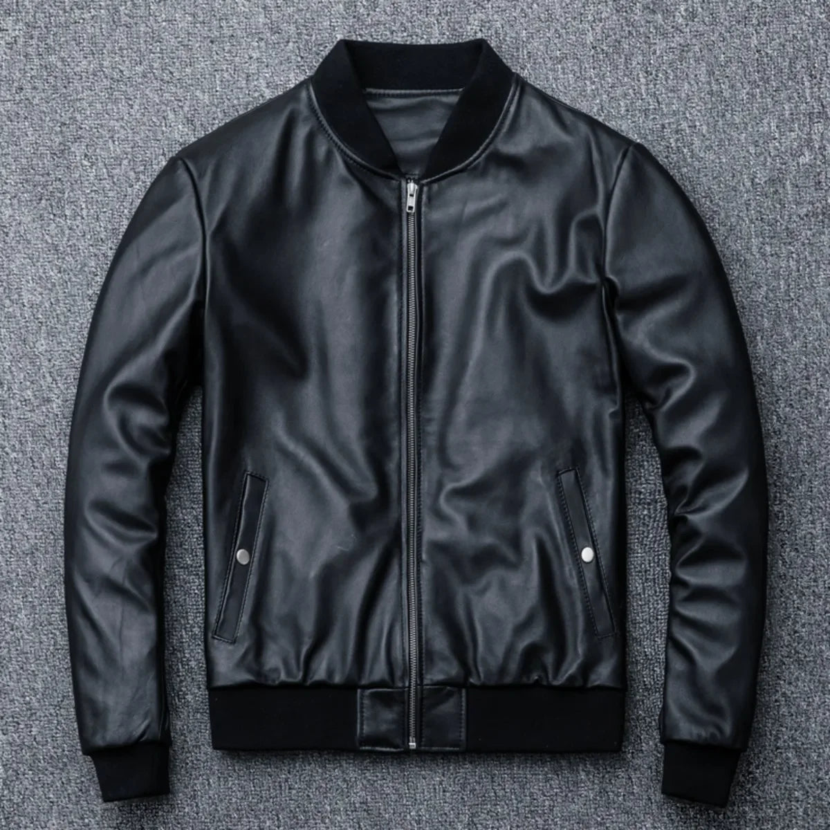 Men's 2025 Sheepskin Motorcycle Jacket – Stand Collar Biker Coat Autumn Winter