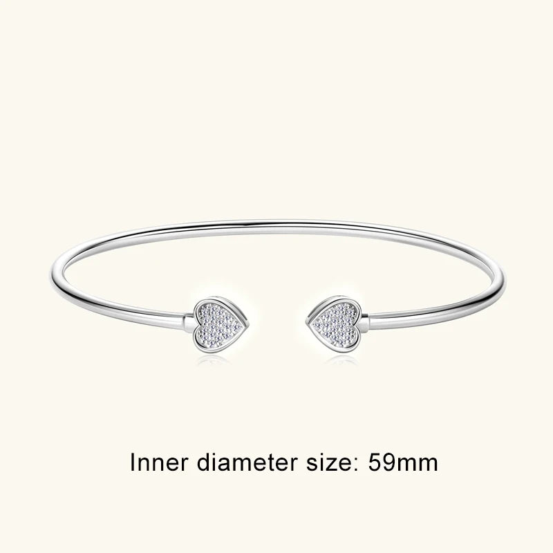 Lnngy Sparkling Moissanite Bracelets For Women Girl Original and Pure 925 Sterling Silver Cuff Bracelet Open Wrist Jewelry Gift