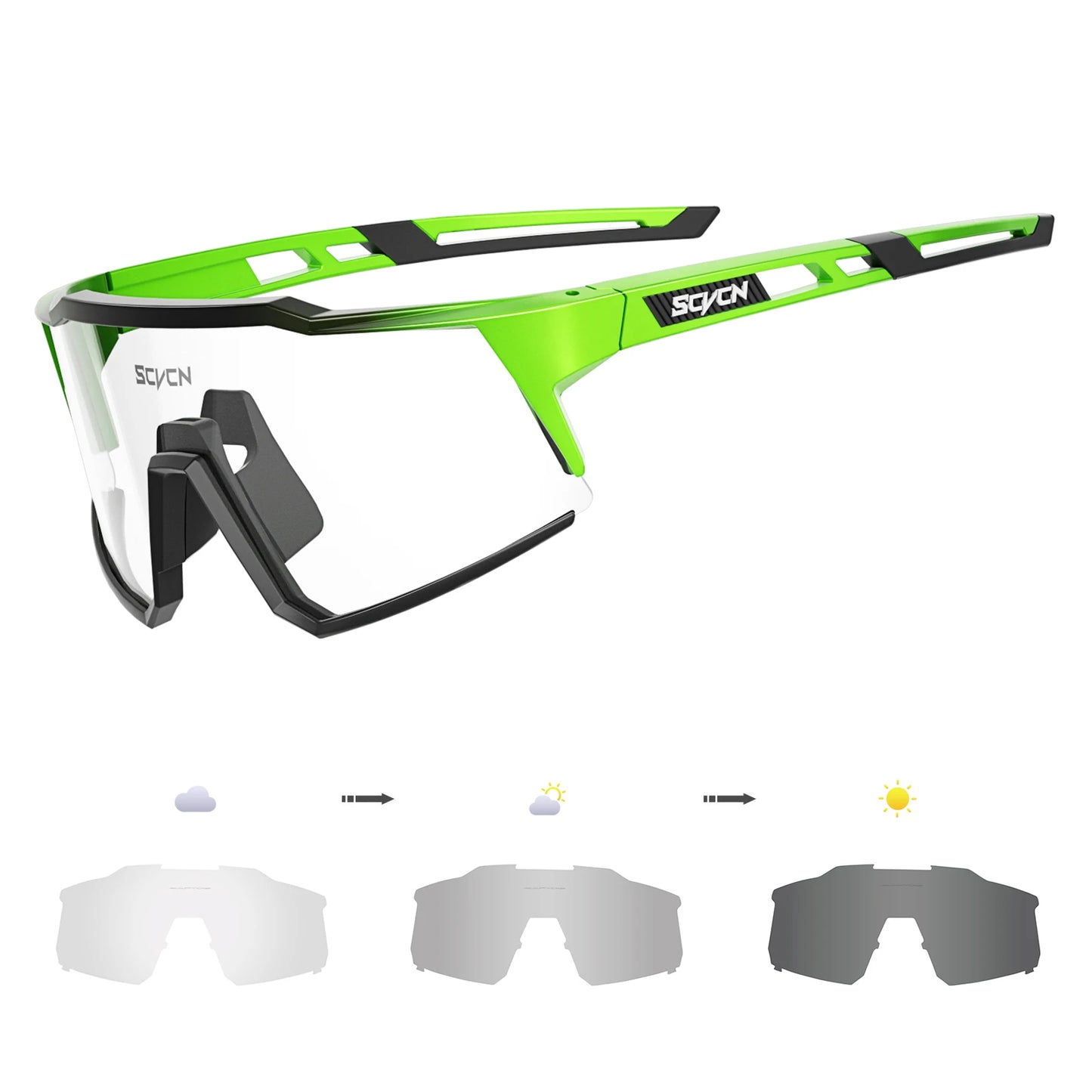 SCVCN Photochromic Cycling Glasses Bike Sunglasses for Men Fashion Mountain Bicycle Road Speed Goggles Eyewear Sports MTB Bike