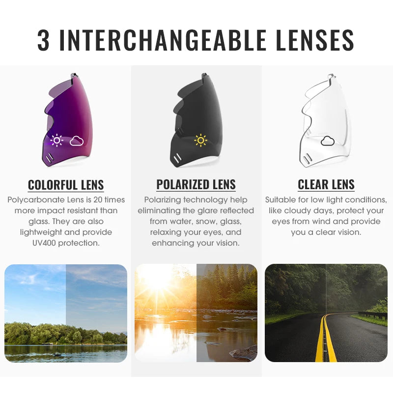 SCVCN Photochromic Sunglasses Bicycle Cycling Glasses MTB Driving Running UV400 Polarized Fishing Goggles Man Woman Bike Eyewear