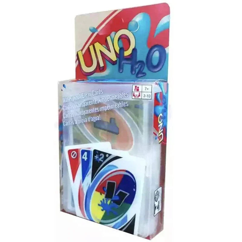 Board Games UNO H2O Card Game WaterProof Pressure Proof PVC Plastic Transparent Kids Toys Playing Cards Halloween Birthday Gifts