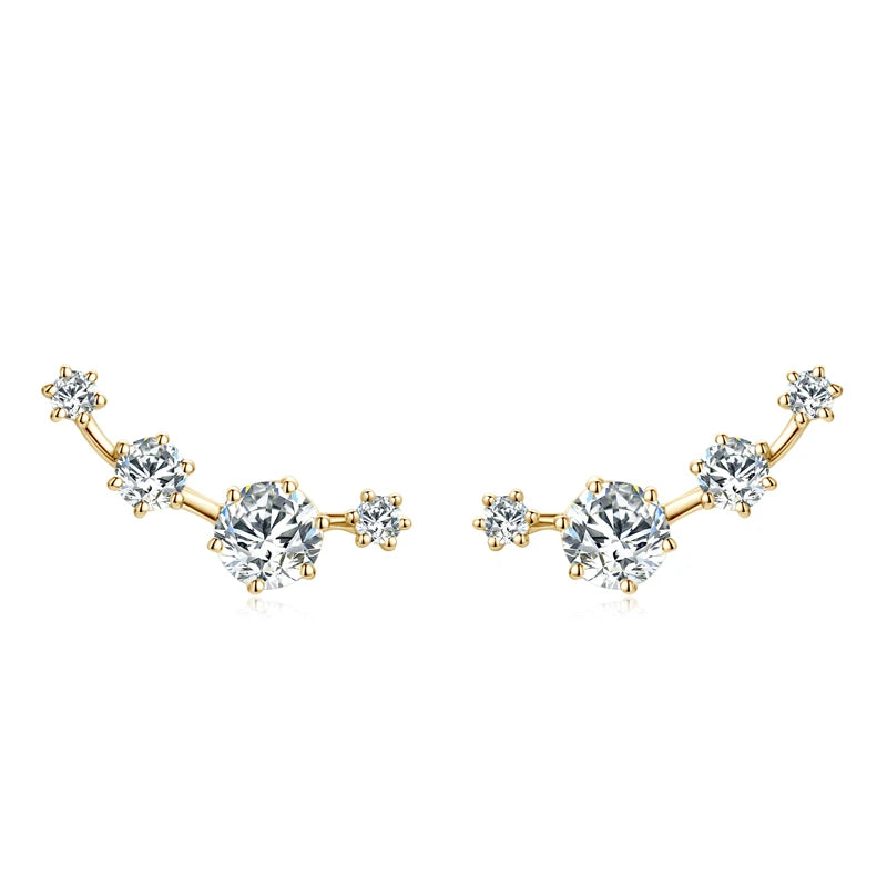 Lnngy GRA Certified Moissanite Stud Earring For Women Original 925 Sterling Silver Irregular Piercing Earring 2025 Hot Jewelry