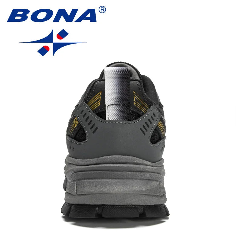 BONA New Designers Action Leather Mesh Jogging Shoes Men Breathable Running Shoes Walking Sports Sneakers Athletic Trainers