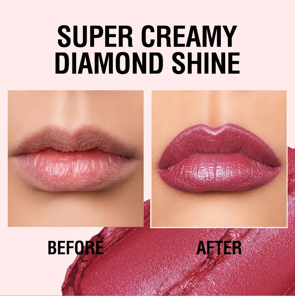 6 Colors 3 in 1 Pearlescent Sparkling Lipstick Matte Glitter Waterproof Long Lasting Pearl Shine Lip Gloss Shimmer Sexy Makeup