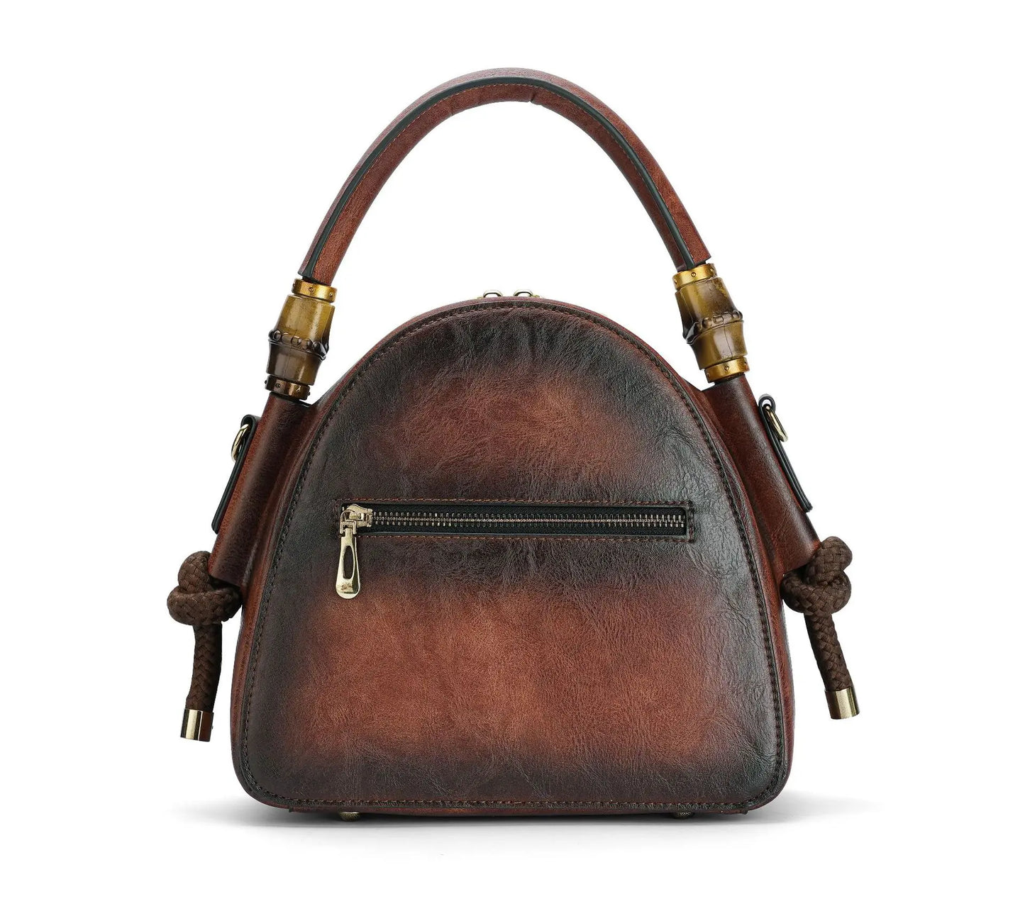 MOTAORA Bamboo Top Handle Embossed Leather Shoulder Bag, Vintage Bohemian Crossbody Purse for Women Handmade Large Capacity Tote