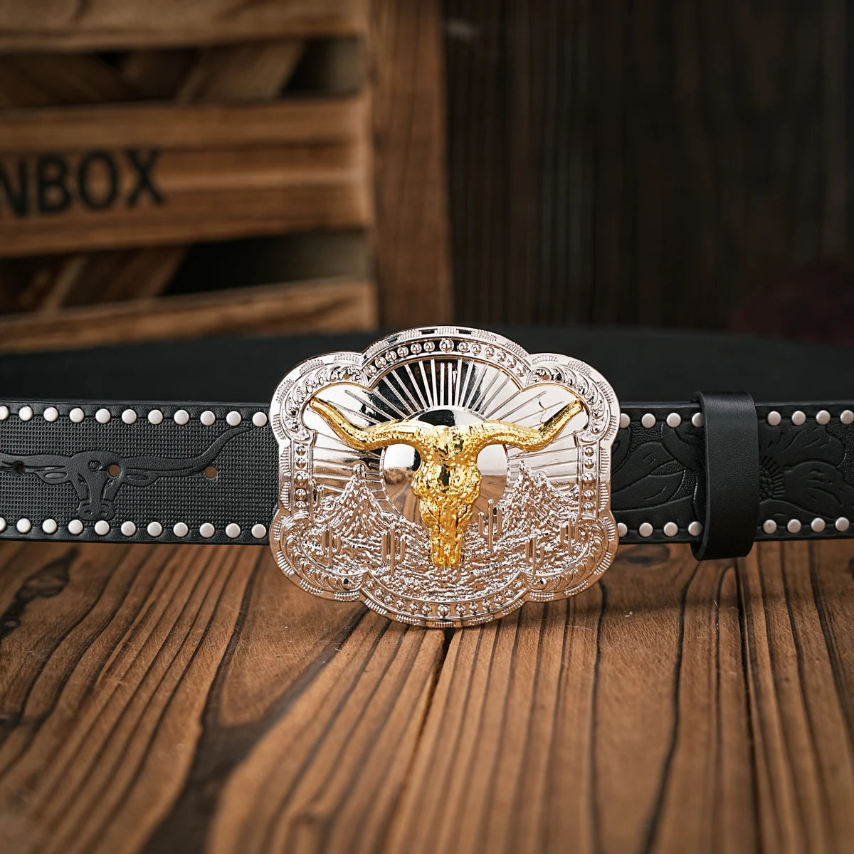 Men - Women - Western Denim - pu leather - Belt - Vintage jeans with floral carved buckle belt