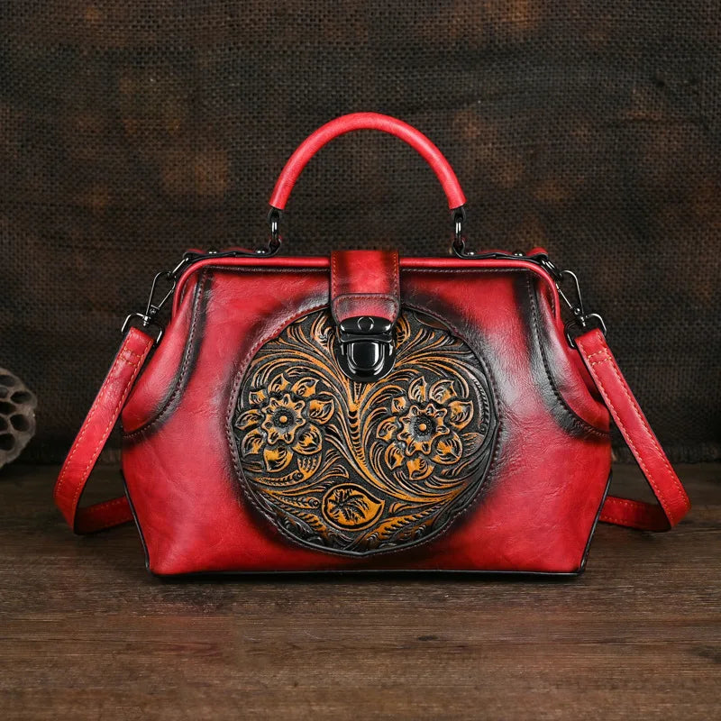 MOTAORA Vintage Luxury Handmade Leather Backpacks For Women Designer Handbags Hasp Ladies Shoulder Bags Embossed Woman Backpack