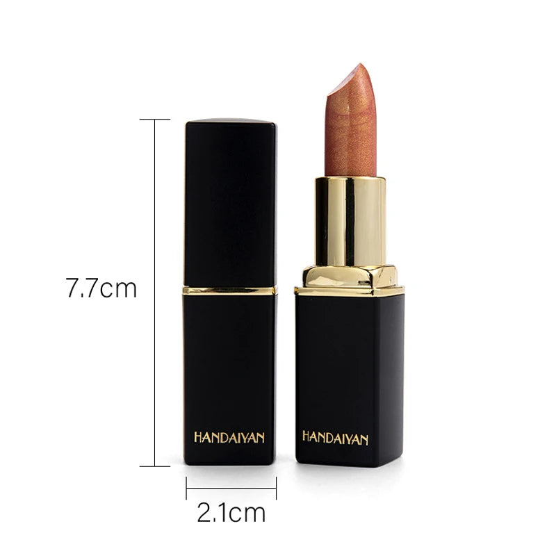 Black tube gold shiny lipstick, pearl moisturizing lipstick 9 colors available