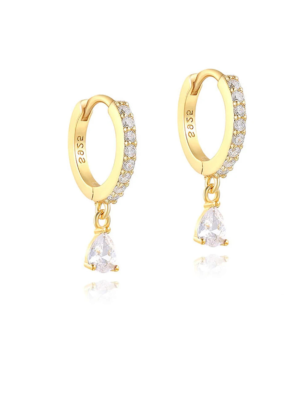 GRA 18K Gold Zircon Water Droplets Hoop Earrings for Women Real 925 Sterling Silver Original High Quality Party Fine Jewelry