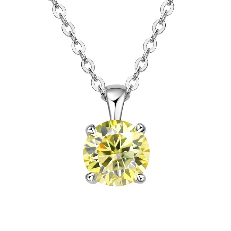 JoyceJelly Classic Four Prong 1ct Moissanite Necklace Women's 925 Sterling Silver Plated 18k Gold Pendant Luxury Fine Jewelry