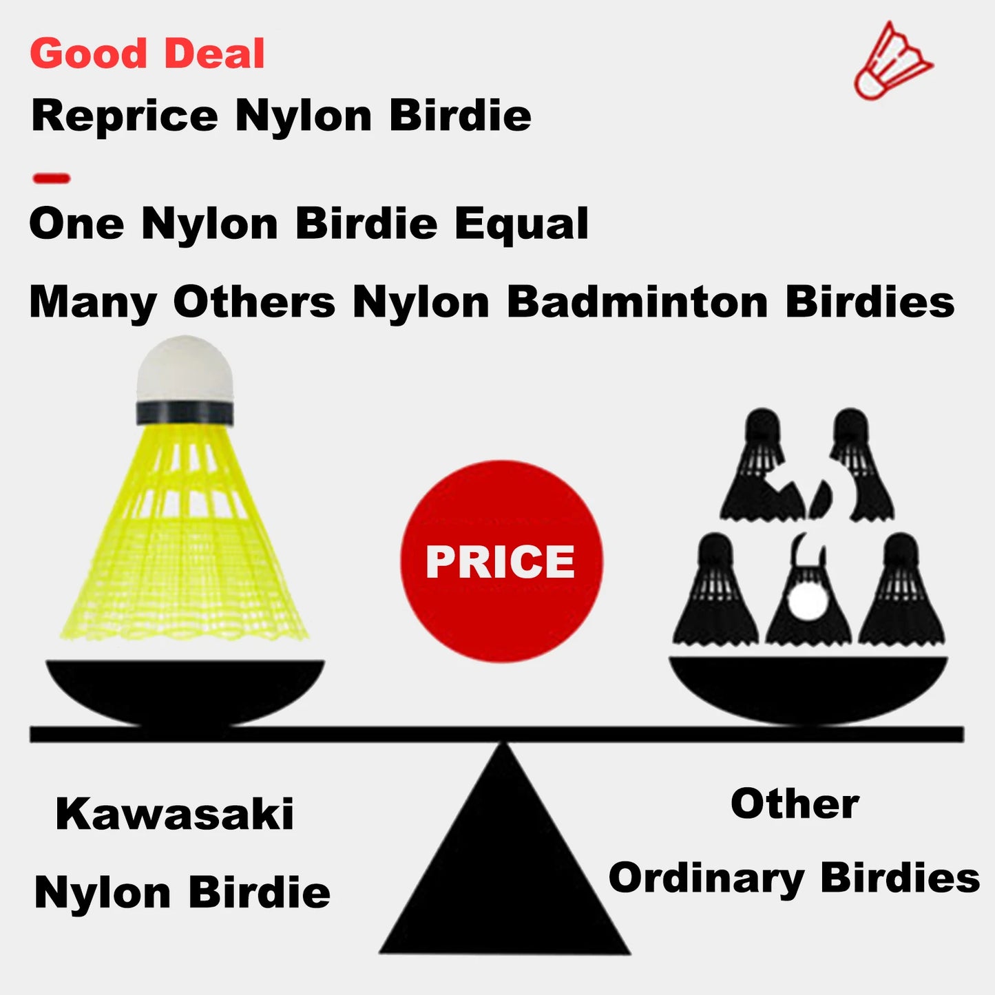 Kawasaki 6pcs/set Nylon Shuttlecock Table Fiber Ball Head Full Round Plastic Birdies for Outdoor Training Use Durable N350
