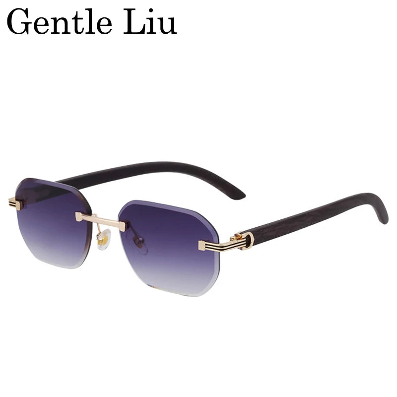 Vintage Square Rimless Sunglasses – 2025 Luxury UV400 Anti-Blue Light Eyewear for Men