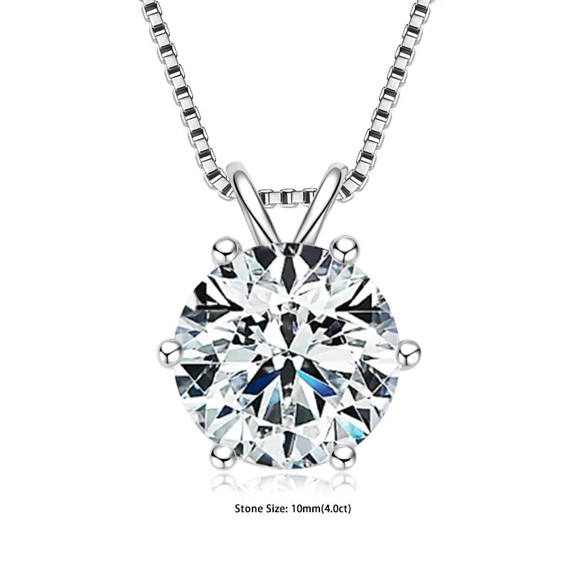 RAPRGOLD GRA Certified 0.5-5ct Moissanite Pendant Necklaces 925 Sterling Silver Solitaire Necklace Chain For Women Jewellry Gift