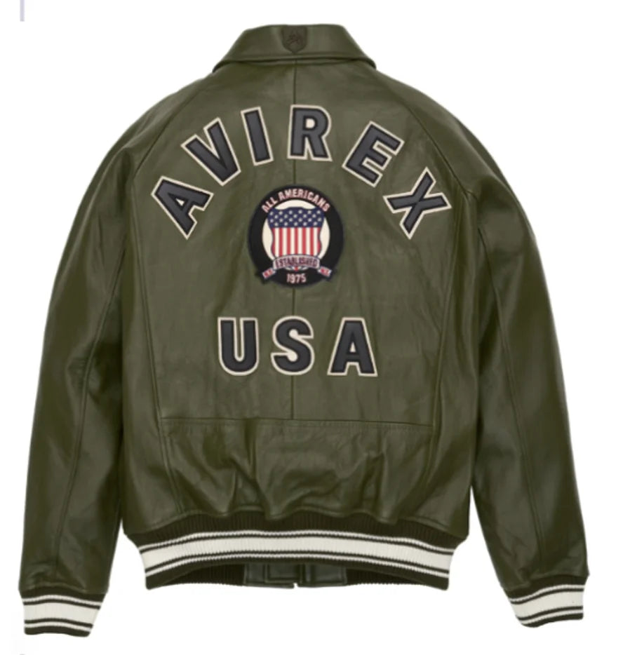 AVIREX new listing leather flight suit jacket French sheepskin men's fat plus size loose version of the casual spring coat