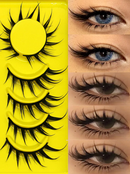رموش GROINNEYA Manga Lashes، رموش عين القطة، رموش صناعية طبيعية ثلاثية الأبعاد، رموش صناعية ناعمة ورقيقة، مكياج تمديد الرموش الطبيعية