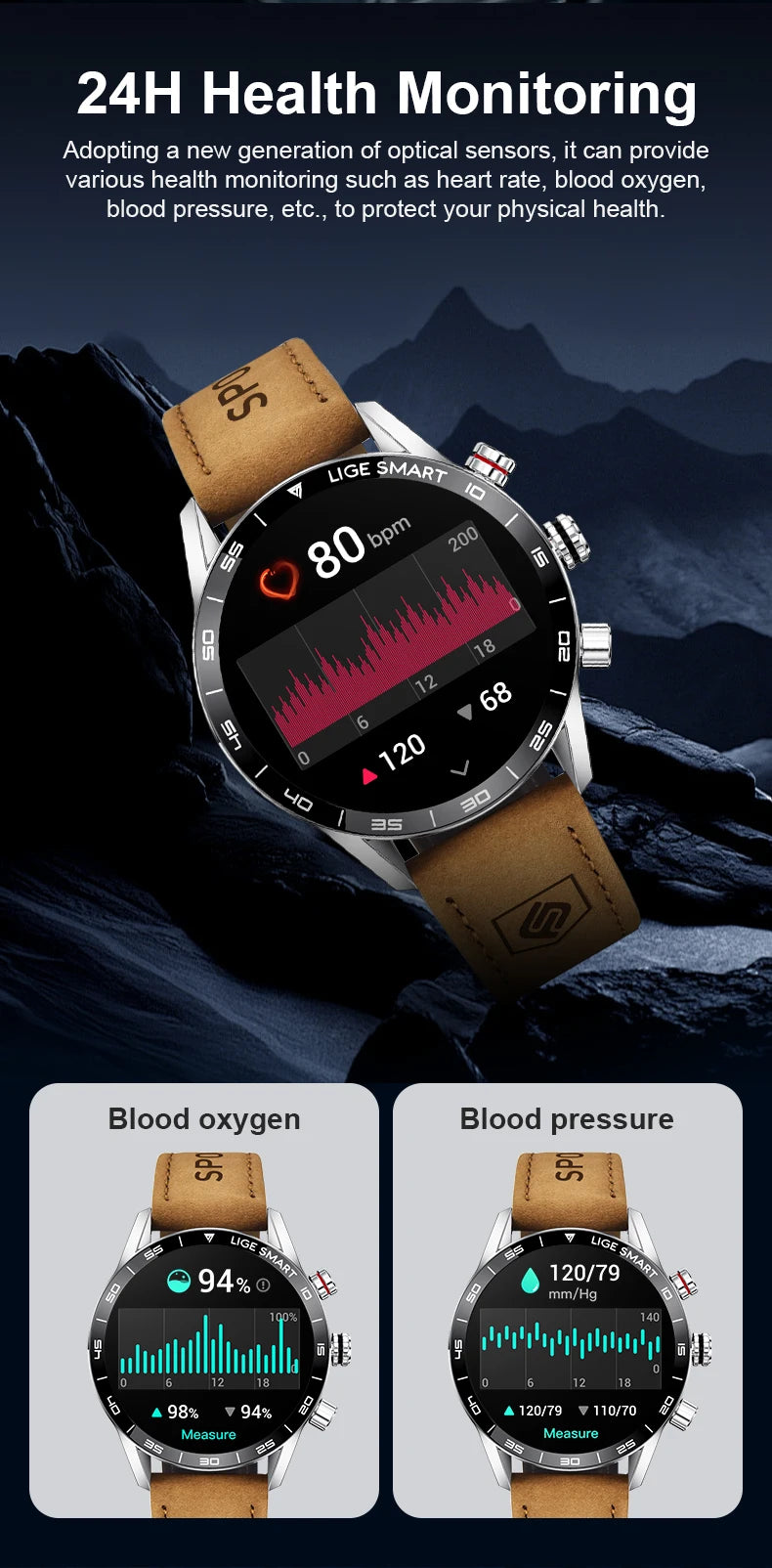 LIGE 2025 New Rugged Military Sports Smart Watch Men 1.39” HD Screen Heart Rate Bluetooth Call Waterproof Outdoor Men SmartWatch