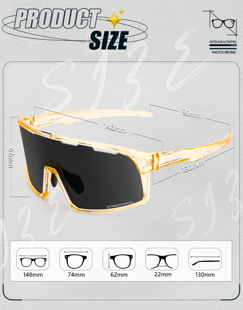 SCVCN New Photochromic Glasses Cycling Sunglasses Men Outdoor Sports Glasses Women Driving Bicycle Eyewear UV400 Hiking Goggles