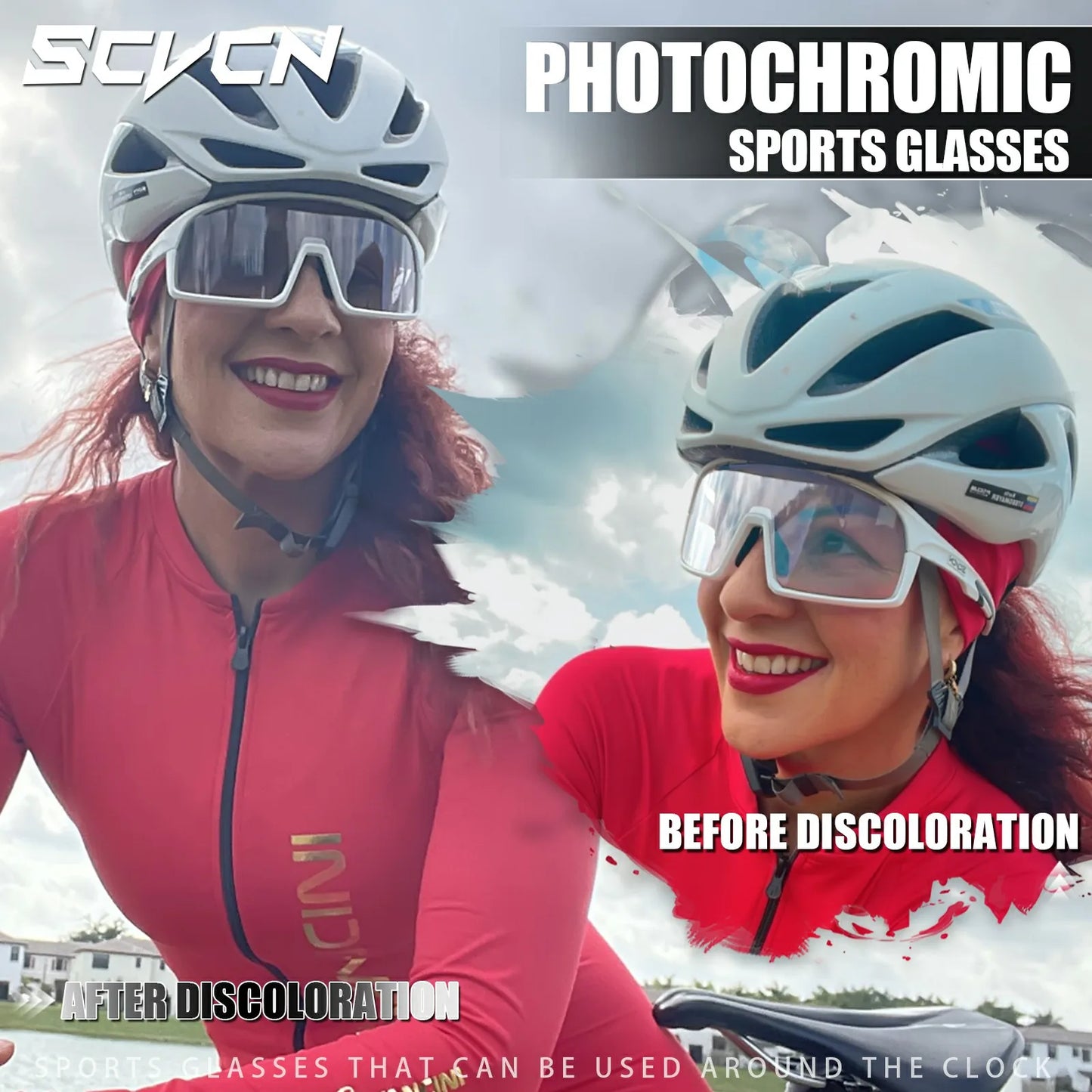 SCVCN New Photochromic Glasses Cycling Sunglasses Men Outdoor Sports Glasses Women Driving Bicycle Eyewear UV400 Hiking Goggles