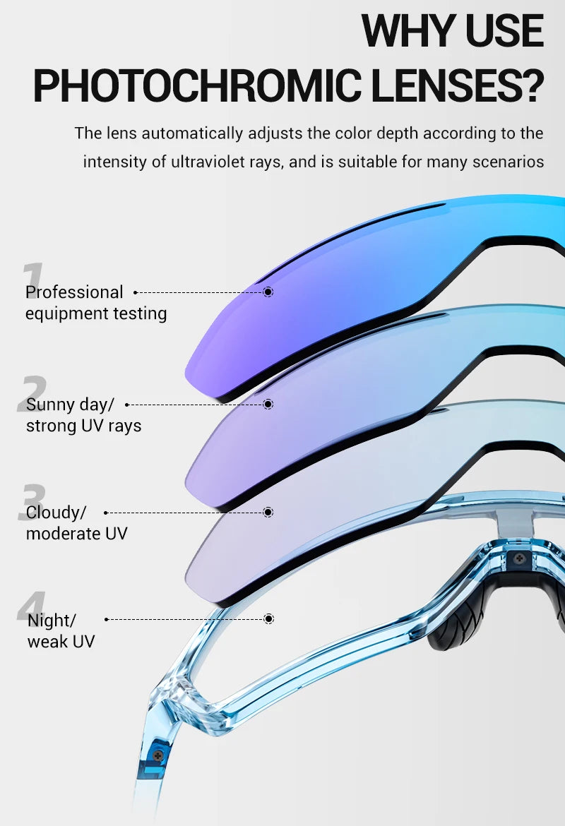 Kapvoe Photochromic Cycling Glasses Baseball Sunglasses UV400 MTB Mountain Bike Transition Bicycle for Women Sports Eyewear