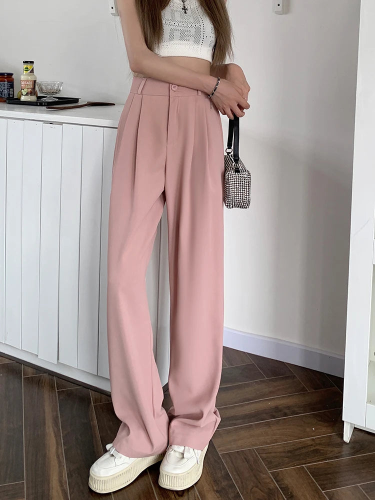 plus Size Women's Casual Wide Leg Pants High Waist Slimming Trousers Versatile Spring Faion Korean Sle Commute Pants