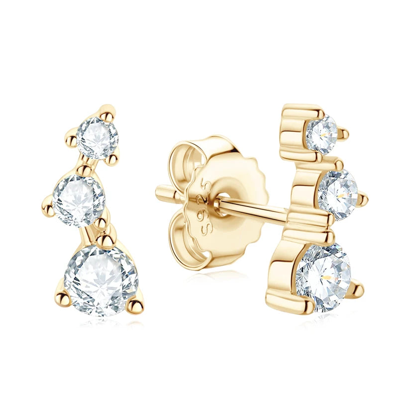 Lnngy GRA Certified Moissanite Stud Earring For Women Original 925 Sterling Silver Irregular Piercing Earring 2025 Hot Jewelry
