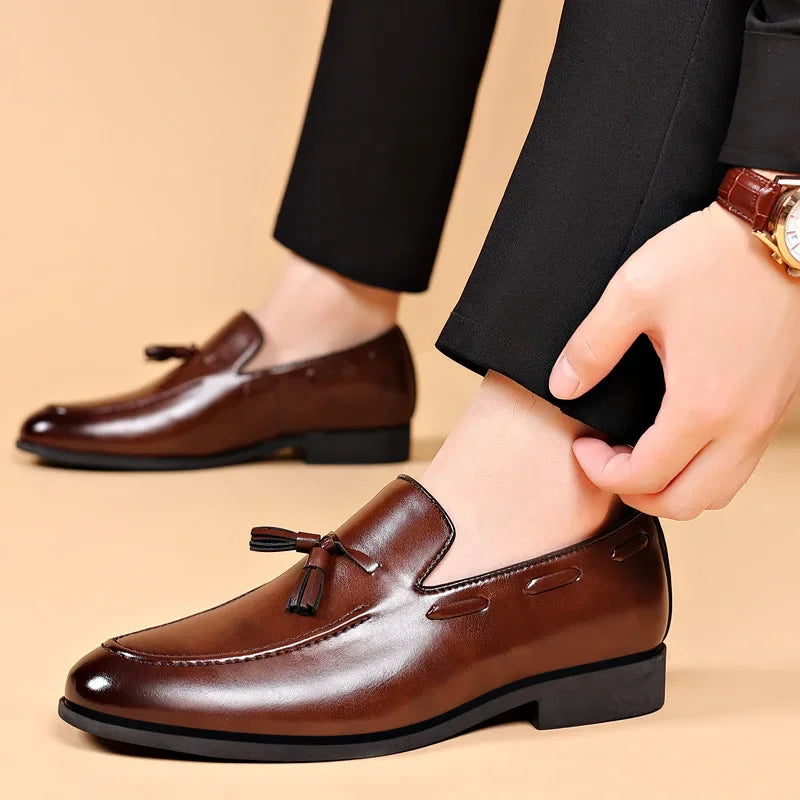 Men Slip-On PU Leather Formal Dress Shoes – Business & Wedding Oxfords (Sizes EU 35–50)