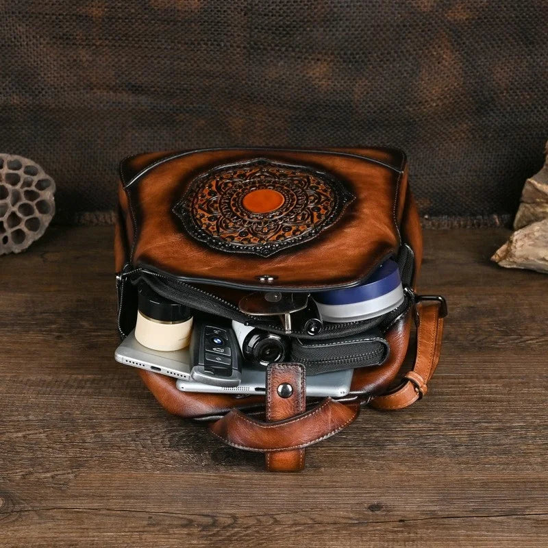 MOTAORA Vintage Large Capacity Backpack For School Teenagers Girls Women Leather Bag 2025 New Totem Embossed Travel Backpacks