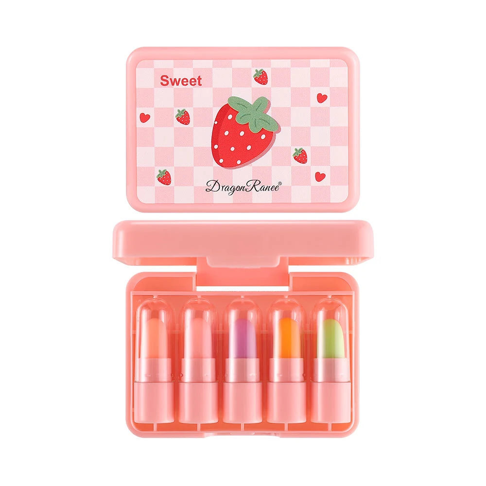 5pcs/set temperature change mini lipstick set fruit flavor is not easy to stick cup color change lipstick