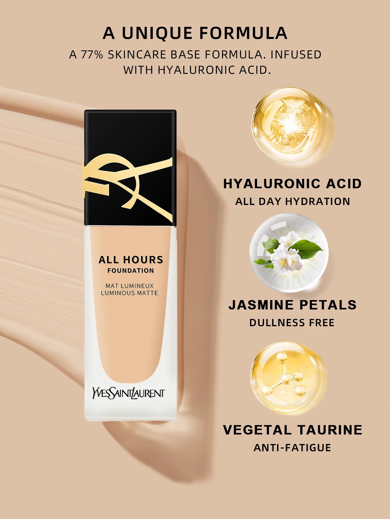 Yves Saint Laurent All Hours Foundation Full Cover Luminous Matte-All Day Long Wear SPF 20 #LC1 #LC2 #LN1 #LN4 - 0.84 fl.oz./25m