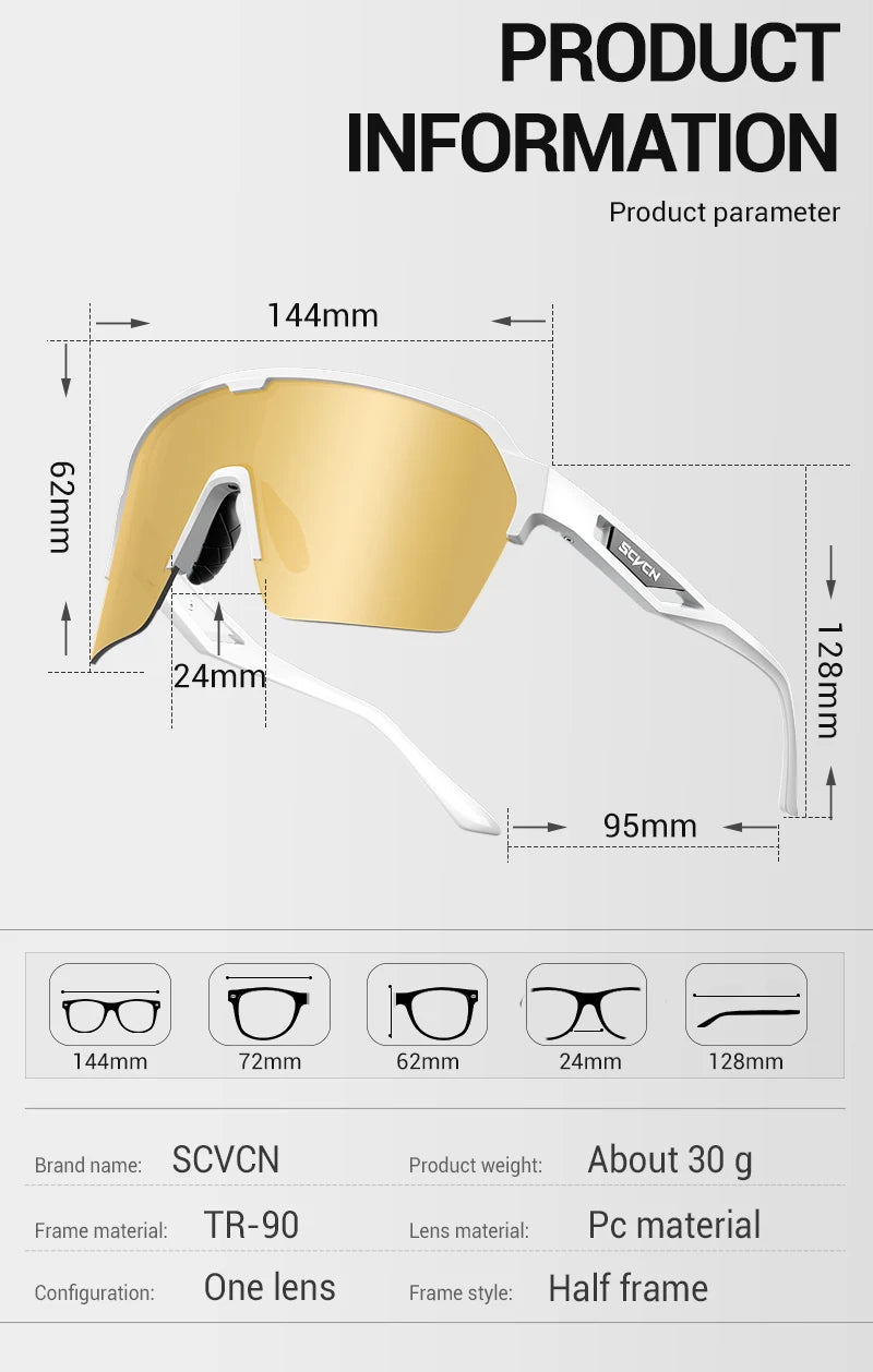 SCVCN New Outdoor Sunglasses Men Road Driving Bike Cycling Glasses Sports Hiking Running Women Bicycle Cycling UV400 Goggles