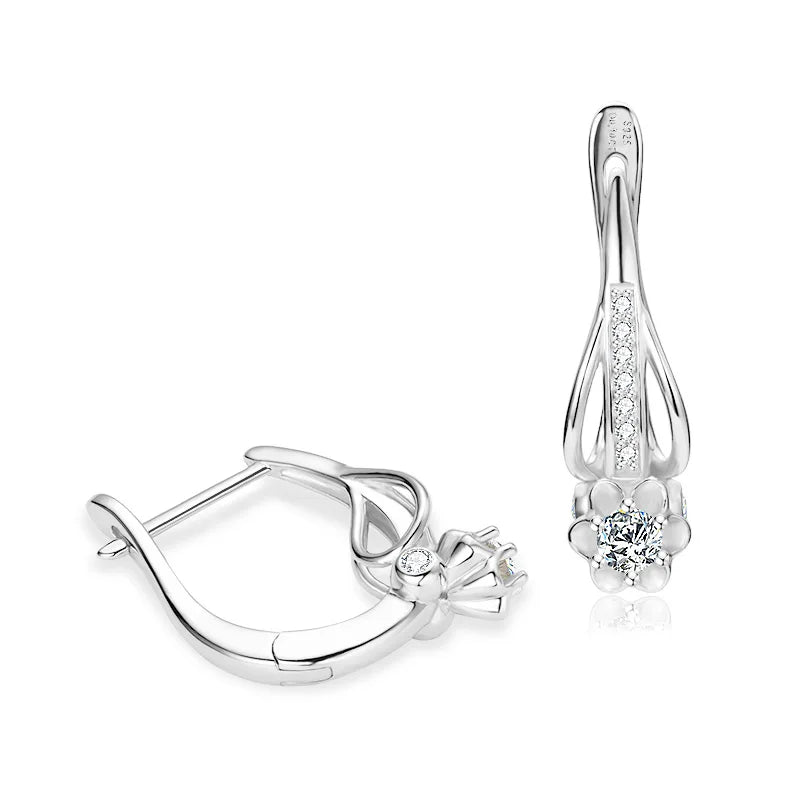 Lnngy Brilliant 3mm Infinity Moissanite Earring oorbellen zilver 925 Sterling Silver Hoop Earrings For Women Wedding Jewelry