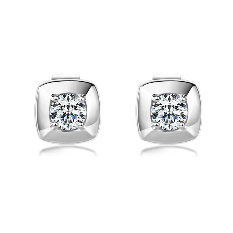 Lnngy 925 Sterling Silver Square Shape Stud Earrings Certified GRA 3mm Moissanite Earring for Women Korean INS Mini Jewelry Gift