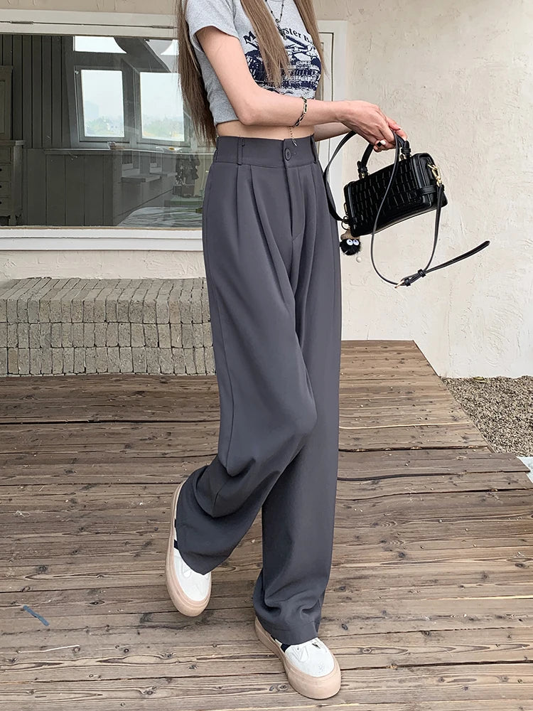 plus Size Women's Casual Wide Leg Pants High Waist Slimming Trousers Versatile Spring Faion Korean Sle Commute Pants