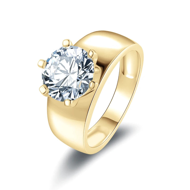 Lnngy Certified 10K Real Gold Moissanite Ring With GRA for Women 9MM 3.0 Carat Lab Created Diamond Solitaire Rings Punk Jewelry